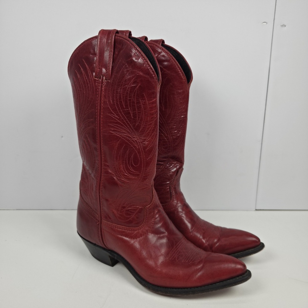 Code West Women's Leather Cowboy Boots Red Size 6.5M 37106 Vintage